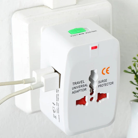 Clopal All-in-One International Travel Adapter with 2 USB Charging Ports, Middle East, EU, UK, US, AO