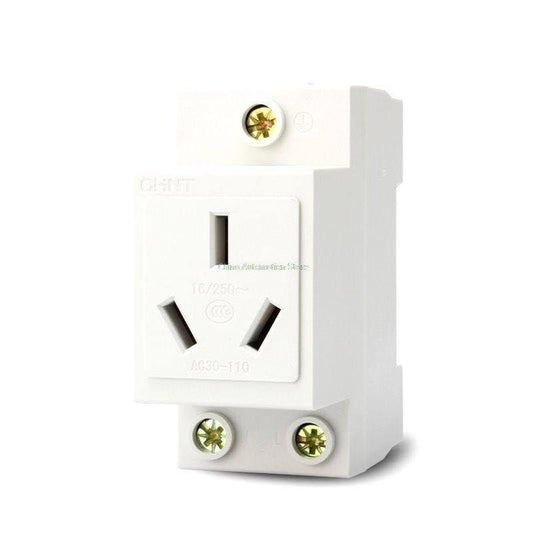 Clopal 3Pin Cross Socket 16A 250V DIN Rail Mount Modular Socket