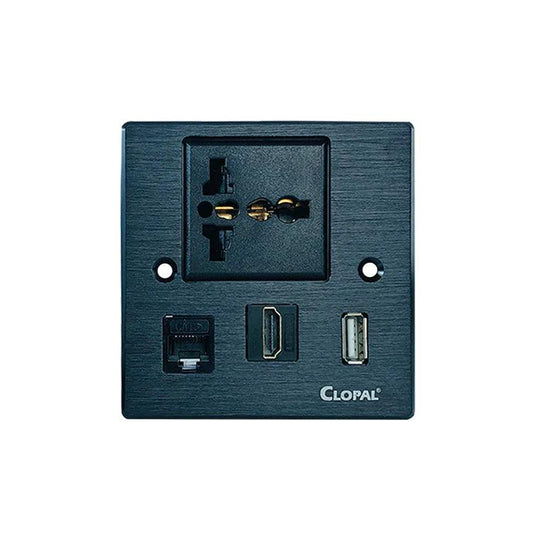 Multifunctional Media Wall Socket Outlet, Multimedia Wall Plate – (Multi, USB, HDMI, Internet)