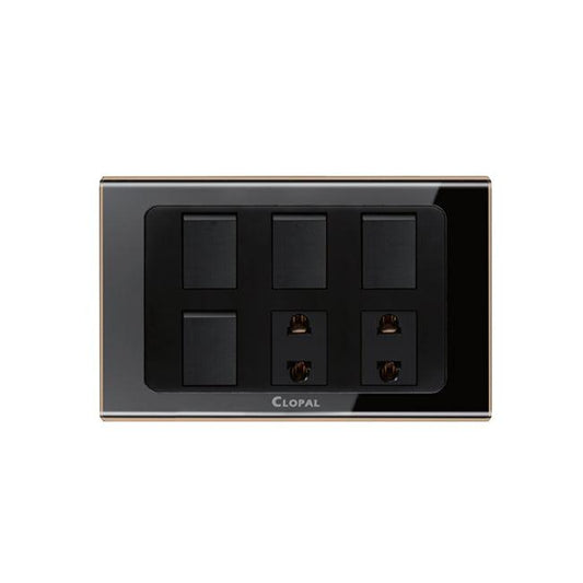 Clopal Black Series 4 switch + 2 socket Superior Quality
