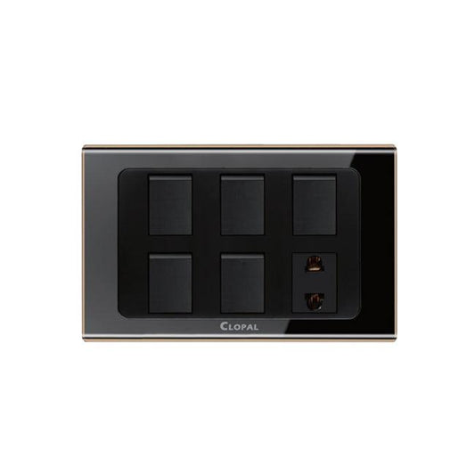 Clopal Black Series 5 switch + 1 socket Superior Quality