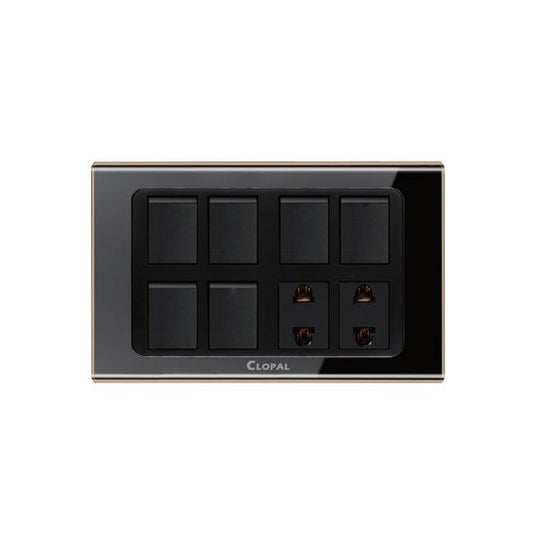 Clopal Black Series 6 switch + 2 socket Superior Quality