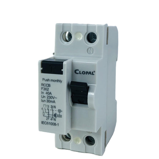 Clopal 40A Double Pole Earth Leakage Safety Protection Circuit Breaker