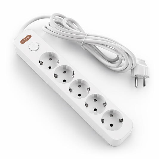Clopal German 5-Way Schuko Extension Socket with Switch 3M Cable