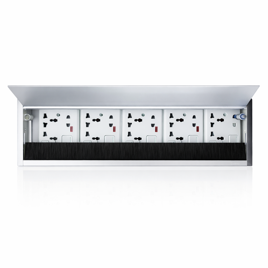 Flip-Up Cover Rectangle Aluminum Cable Grommet Desk Hole Organizer Power Socket Box for Conference Tables for Home