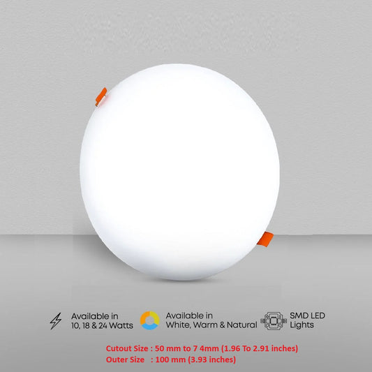 Clopal Adjustable 10 Watts SMD Round Light V-220 - White, Warm & Natural