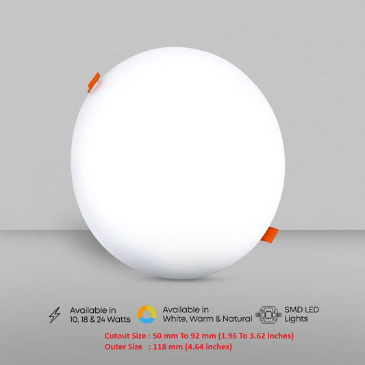 Clopal Adjustable 18 Watts SMD Round Light V-220 - White, Warm & Natural