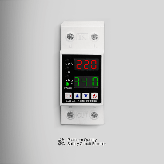 Clopal Dual Display Adjustable 63A Voltage Protector Intelligent Over-voltage Under-voltage Over-current Protect Device Home Relay Self-resetting Voltage Protector