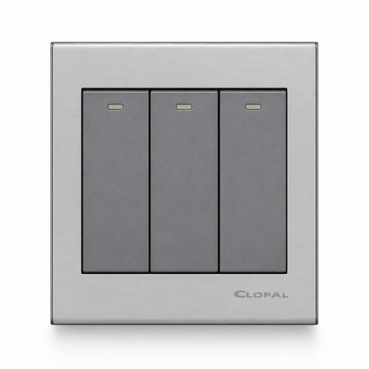 Clopal Elegant Grey Series 3-Gang Switch Superior Quality
