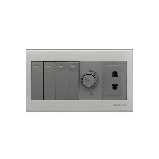 Clopal Elegant Grey Series 4 + 1 Dimmer + 1 Socket Superior Quality