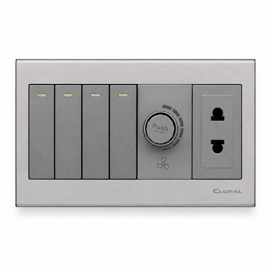 Clopal Elegant Grey Series 4 + 1 Dimmer + 1 Socket Superior Quality