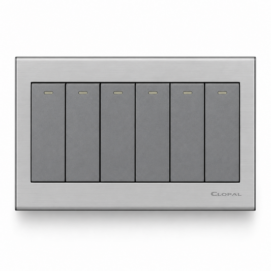 Clopal Elegant Grey Series 6-Gang Switch Superior Quality