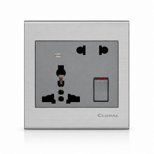 Clopal Elegant Grey Series Light Plug Sw + Extra Soc Superior Quality