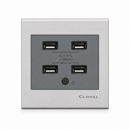 Clopal Elegant Grey Series USB 4 Socket 4.2A Superior Quality