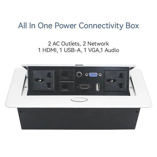 Technology Box, Conference Table Connectivity Hydraulic Pop Up Box Power Center - No Wires