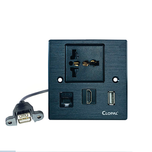 Multifunctional Media Wall Socket Outlet, Multimedia Wall Plate – (Multi, USB, HDMI, Internet)