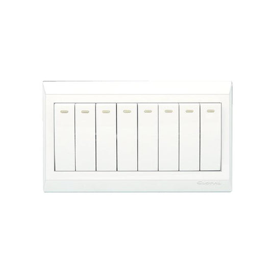 Clopal Pure White Series 8-Gang Switch Superior Quality
