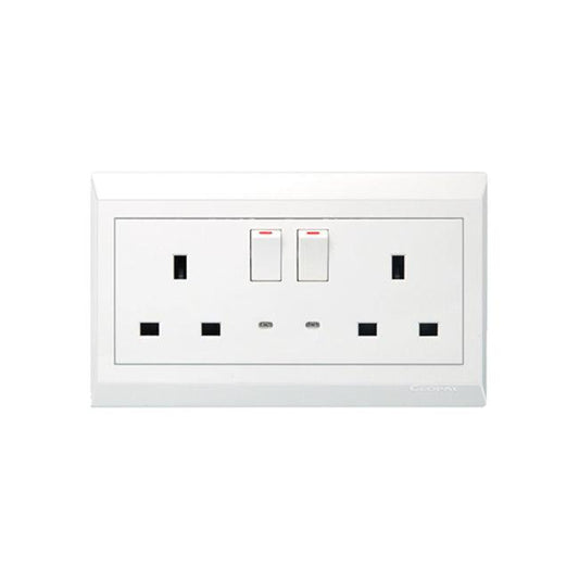 Clopal Pure White Series Double 13A Flat BS Socket Superior Quality