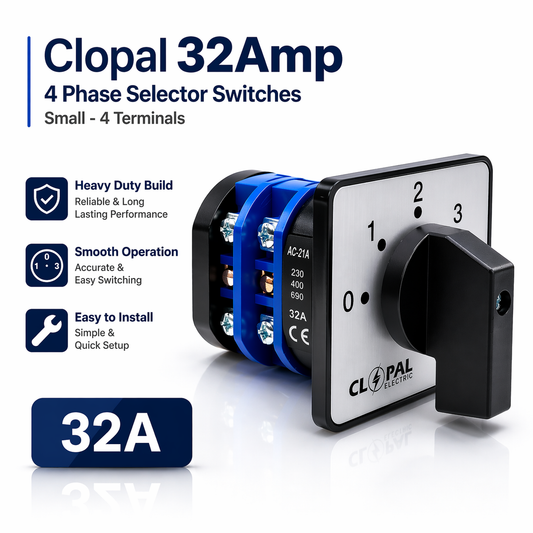Clopal 32Amp 4 Phase Selector Switches Small - 4 Terminals