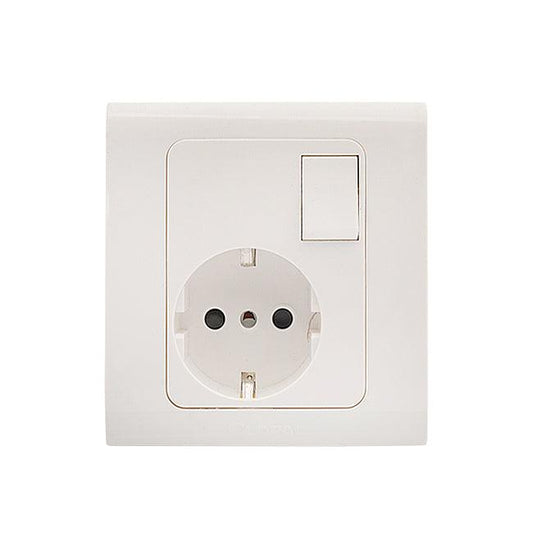 Clopal Typer White Series Euro + Switch 16A Superior Quality