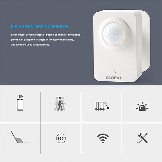 Clopal WiFi PIR Motion Sensor – Wireless Human Body Movement Infrared Detector – Smart Life Home – Security Alarm System