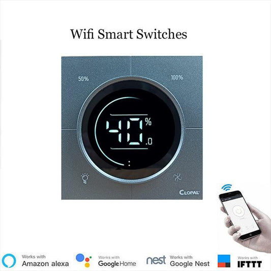 Clopal Platimium Fan Dimmer Smart Touch WIFI Switches, Fan Dimmers with Mobile Control, Voice Cntrol Compatible with ALEXA, Google Assistant and IFTTT
