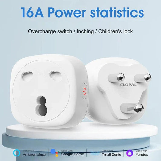 Clopal Smart WiFi Power Monitor Plug – 16A Universal Heavy Duty Tuya Socket (EU/UK Compatible)
