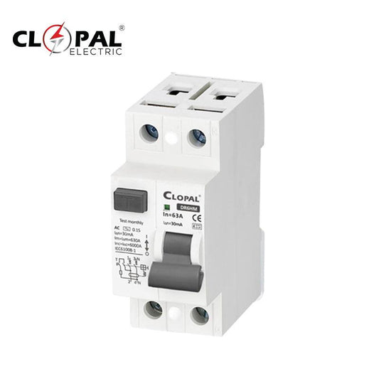 Clopal 63A Double Pole Earth Leakage Safety Protection Circuit Breaker