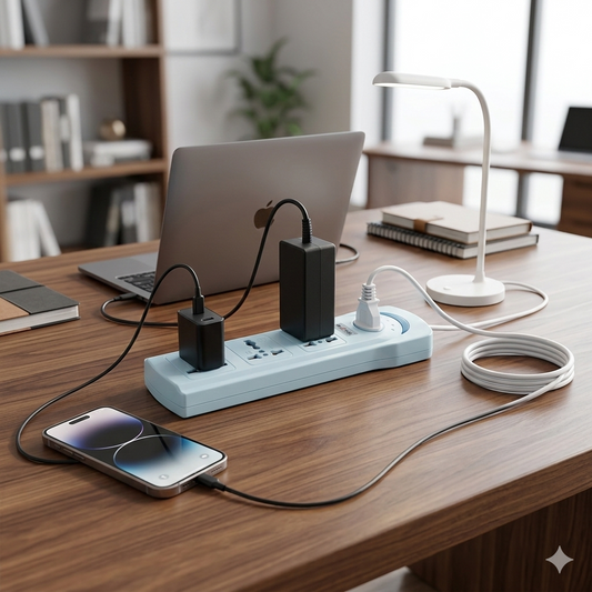 Clopal Extension Lead with 3 Meters Heavy Duty Copper Cable, 3, 4, 5, 6 & 8 Ways Power Sockets Extension Board