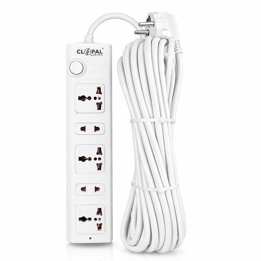Clopal Extension Lead with 10 Mtrs Heavy Duty Copper Cable, 5 Ways Power Sockets Extension Board with Wire