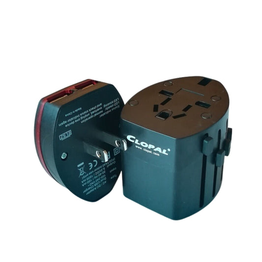 Clopal International Travel Adapter with USB Charging Ports, Electric Plug Power Socket Adapter - Black Color
