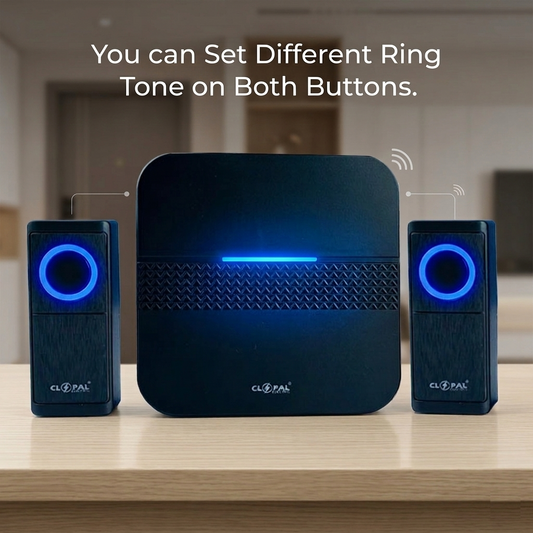 Clopal Wireless Door Bell with Separate Ringtones on Dual button, 30 Ringtones - Color Black & White