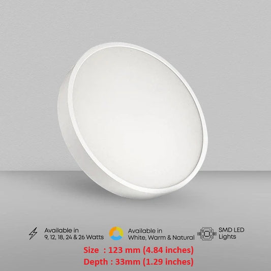 Clopal 9 watts Round SMD Surface Light V-220 - White, Warm & Natural