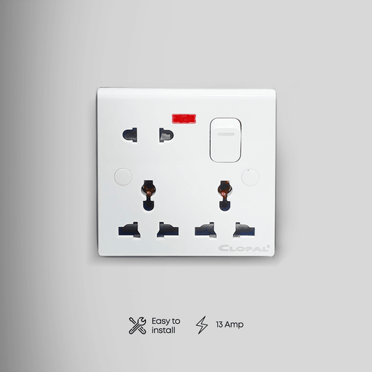 Clopal - Double Multi Light Plug with Switch - White