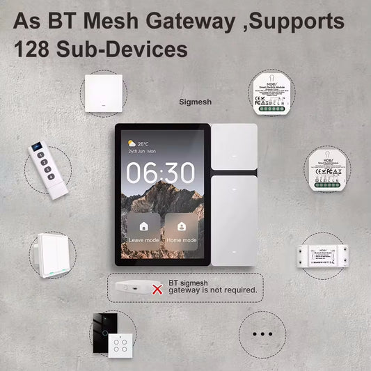 Clopal WiFi Smart Control Panel Screen 3.5 inch 3 Relays 3 Physical Buttons IR Remote Control Bluetooth Sigmesh Built-in Hub