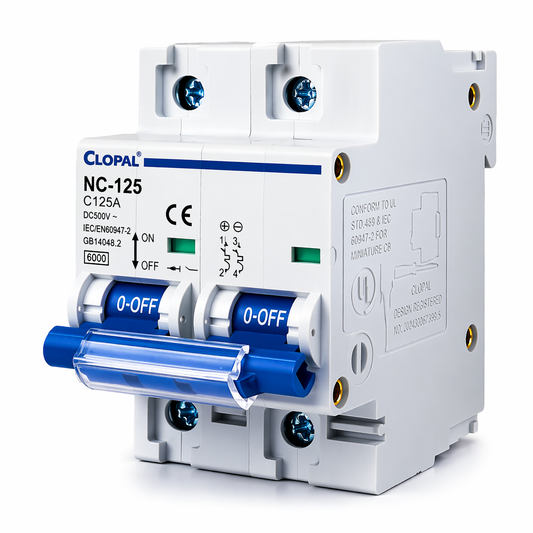 Clopal DC-16, 20, 25, 32, 40, 63 & 125Amp 500V Safety Circuit Double Pole Breaker