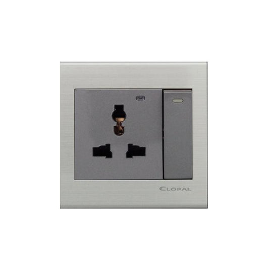Clopal Elegant Grey Series Light Plug Sw+Soc With LED Superior Quality