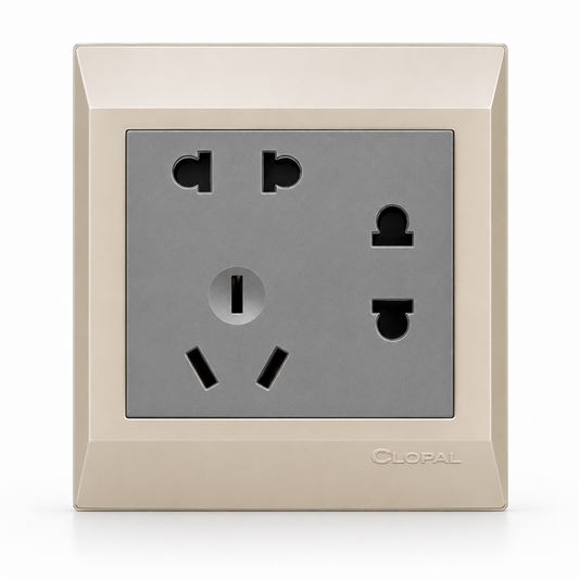 Clopal Golden Metalic Series American Socket + 2 Socket Superior Quality