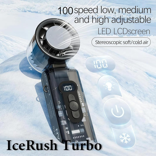 Clopal IceRush Turbo Handheld Fan – Instant Cooling Plate, High-Speed Fan, 3600mAh Rechargeable with LED Display
