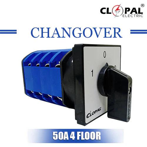 Clopal 50Amp 2 Meters Phase & Neutral Rotary Changeover Switche Large - 8 Terminals