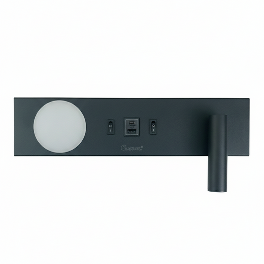 Clopal Wall Lamp SMD 5W+COB 5W USB+Type C+2 Bar Switch - Black & White