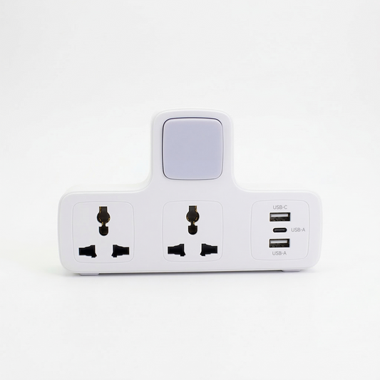Clopal Power Socket Universal & Multi-Charging Hub with 2 USB & 1 TypeC with Night Lamp with Three Colors