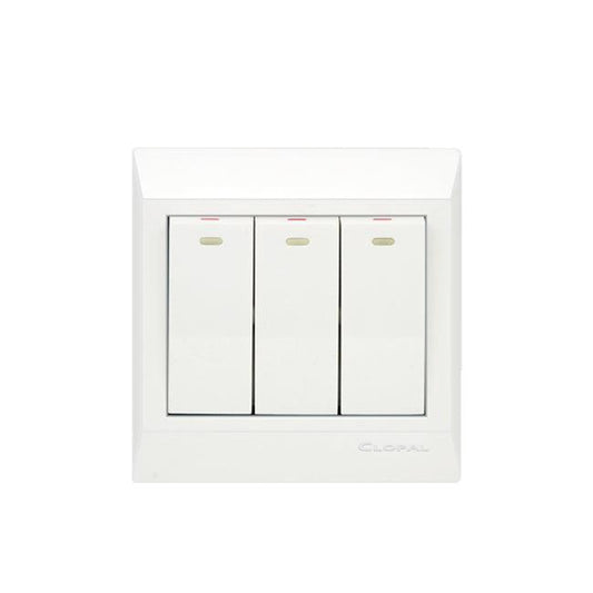Clopal Pure White Series 3-Gang 2-Way Superior Quality