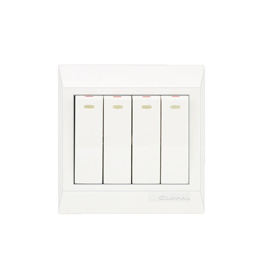 Clopal Pure White Series 4-Gang Switch Superior Quality