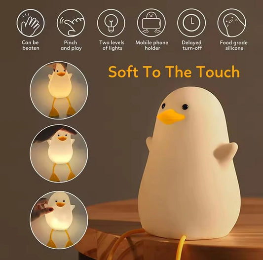 Clopal Soft Rechargeable Color Changing Cute Duck Night Light for Kids Baby Lamp