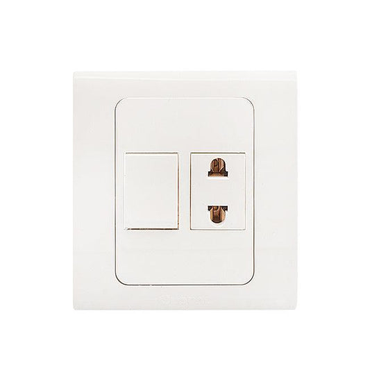Clopal Typer White Series 1 switch + 1 socket Superior Quality