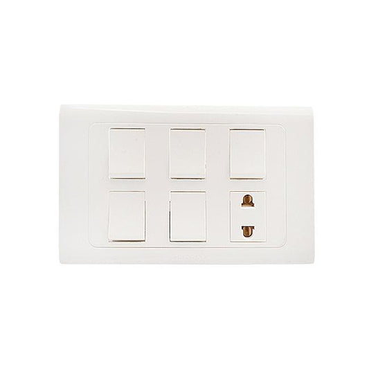 Clopal Typer White Series 5 switch + 1 socket Superior Quality