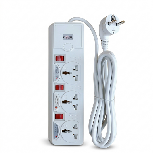 Clopal Extension Lead with 3 Mtrs Heavy Duty Copper Cable, 3, 4, 5, & 6 Power Sockets Extension Board with Fuse Protection